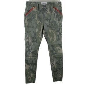 Etienne Marcel Camo Skinny Jeans Red Zipper Pockets Raw Cut Hemline Pant…
